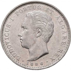 Portugalsko, Luiz I., 1861 - 1889, 500 Reis 1886, Lisabon, KM.509 (Ag917), 12.481g,