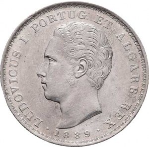 Portugalsko, Luiz I., 1861 - 1889, 500 Reis 1889, Lisabon, KM.509 (Ag917), 12.356g,