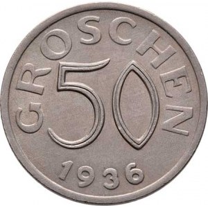 Rakousko, I. republika, 1918 - 1938, 50 Groš 1936, KM.2854 (CuNi), 5.425g, nep.hr.,