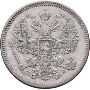 Rusko, Alexandr II., 1855 - 1881, 20 Kopějek 1873 SPB-NI, Petrohrad, Y.22a1 (Ag500),