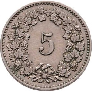 Švýcarsko, republika, 5 Rap 1888 B, KM.26 (CuNi), 1.978g, nep.hr.,
