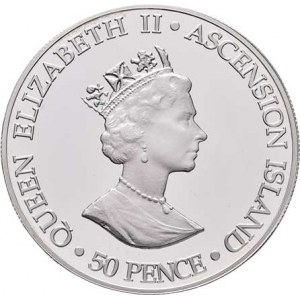 Ascension, Elizabeth II., 1952 -, 50 Pence 2000 - 100.narozeniny královny matky, KM.12a