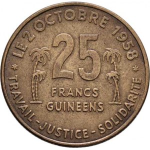 Guinea, republika, 1958 -, 25 Frank 1959, KM.3 (bronz), 8.004g, dr.hr., rysky,