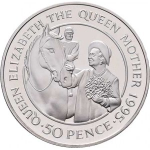 Svatá Helena, Elizabeth II., 1952 -, 50 Pence 1995 - královna matka a jezdec na koni,