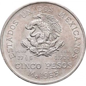 Mexiko, republika, 1867 -, 5 Pesos 1953 Mo - 200 let narození Miguela Hidalga,