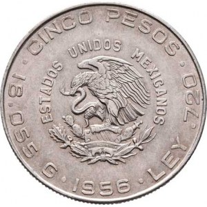 Mexiko, republika, 1867 -, 5 Pesos 1956 Mo - Miguel Hidalgo, KM.469 (Ag720),