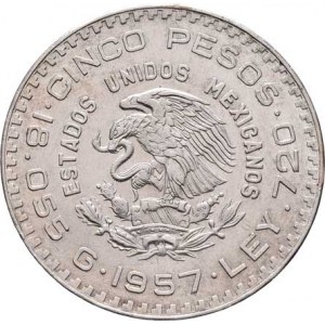 Mexiko, republika, 1867 -, 5 Pesos 1957 Mo - 100 let ústavy, KM.470 (Ag720),