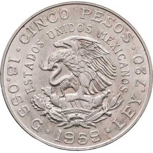 Mexiko, republika, 1867 -, 5 Pesos 1959 Mo - 100 let narození Carranzy, KM.471