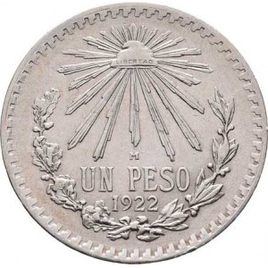 Mexiko, republika, 1867 -, Peso 1922 Mo, Mexiko, KM.455 (Ag720), 16.505g,