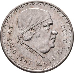 Mexiko, republika, 1867 -, Peso 1947 Mo, Mexiko, KM.456 (Ag500), 13.946g,