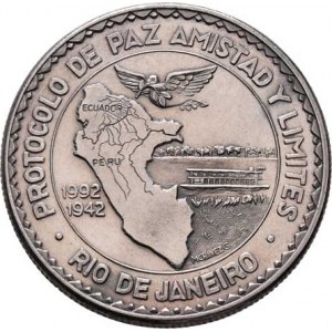 Peru, republika, 1822 -, 20 Nuevos Soles 1992 - 50 let smlouvy z Ria, KM.309