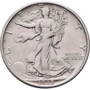 USA, 1/2 Dolar 1918 S - stojící Liberty, KM.142 (Ag900),