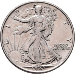 USA, 1/2 Dolar 1943 - stojící Liberty, KM.142 (Ag900),