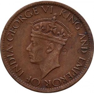 Ceylon, George VI., 1936 - 1952, Cent 1942, KM.111a (bronz), prohnutý, pěkná patina