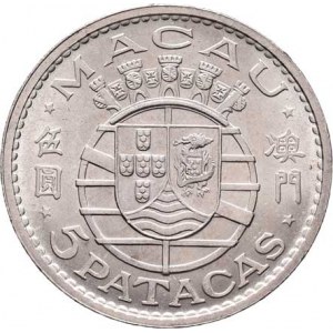 Macao - portugalská kolonie, 5 Patacas 1971, KM.5a (Ag650), 10.071g, nep.hr.,