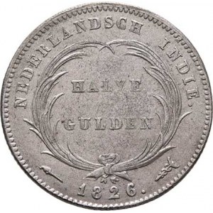 Nizozemská Indie, Willem I., 1815 - 1840, 1/2 Gulden 1826, Utrecht, KM.302 (Ag893), 4.927g,
