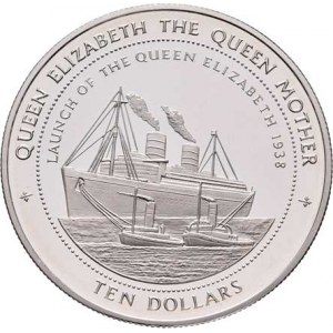 Fiji, Elizabeth II., 1952 -, 10 Dolar 1998 - zaoceánská loď Queen Elizabeth, KM.96