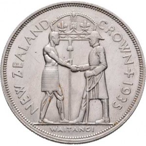 Nový Zéland, George V., 1910 - 1936, Crown 1935 - Waitangi - smlouva s Maory - replika -