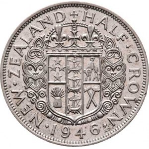 Nový Zéland, George VI., 1936 - 1952, 1/2 Crown 1946, KM.11 (Ag500), 14.133g, nep.hr.,