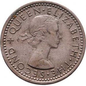 Nový Zéland, Elizabeth II., 1952 -, 3 Pence 1957, KM.25.2 (CuNi), 1.457g, pěkná patina