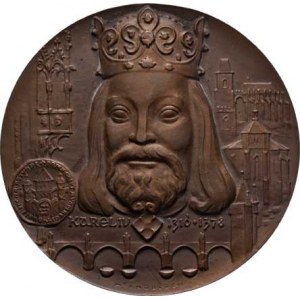 Knobloch Milan, 1921 -, Karel IV. 1378 / 1978 - korunovaný portrét zpředu,