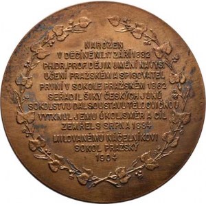 Myslbek Josef Václav, 1848 - 1922, Miroslav Tyrš (1832 - 1884) - pamětní medaile 1904 -