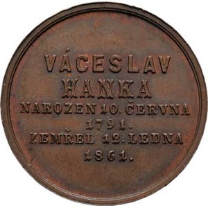 Seidan Václav, 1817 - 1870, Václav Hanka - měděná úmrtní medailka 12.1.1861 -