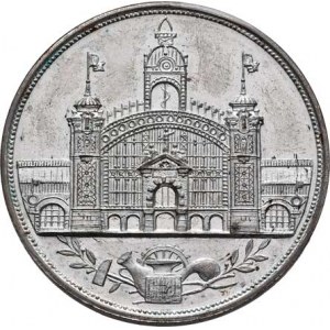 Praha - medaile Zemské jubilejní výstavy 1891, Fritsche/Thein - česká upomín. medaile 1891 - sedící