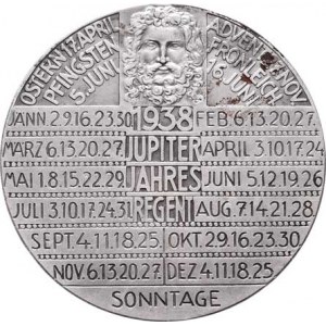 Kalendářní medaile a medailky, Prinz - AR kalendářní medaile na rok 1938 - hlava