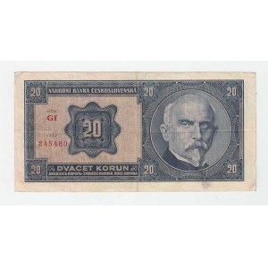 Československo - bankovky Národ. banky Československé, 20 Koruna 1926, série Gf, BHK.21b2, He.21c2