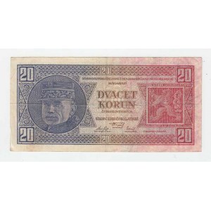 Československo - bankovky Národ. banky Československé, 20 Koruna 1926, série Gf, BHK.21b2, He.21c2