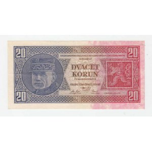 Československo - bankovky Národ. banky Československé, 20 Koruna 1926, série Gf, BHK.21b2 neperf.