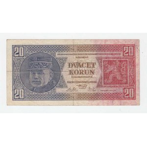 Československo - bankovky Národ. banky Československé, 20 Koruna 1926, série Qf, BHK.21b2, He.21c2,