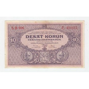 Československo - bankovky Národ. banky Československé, 10 Koruna 1927, série B006, BHK.22d, He.22b
