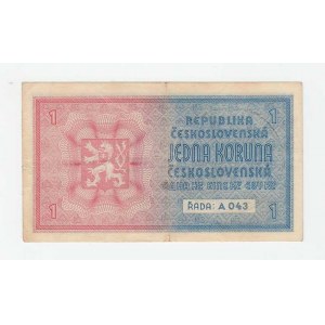 Protektorát Čechy a Morava, 1939 - 1945, 1 Koruna b.l. - stroj.přetisk, série A043, BHK.28b,