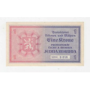 Protektorát Čechy a Morava, 1939 - 1945, 1 Koruna (1940) - sér. D018, BHK.30, He.32a neperf.