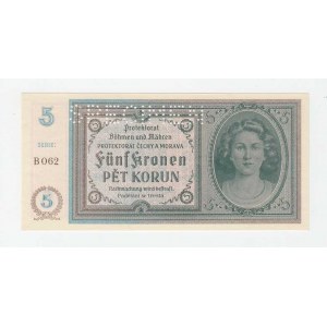 Protektorát Čechy a Morava, 1939 - 1945, 5 Koruna (1940) - série B062, BHK.31, He.33a.s1,