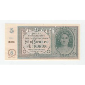 Protektorát Čechy a Morava, 1939 - 1945, 5 Koruna (1940) - série B010, BHK.31, He.33a.s2,