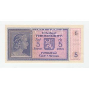 Protektorát Čechy a Morava, 1939 - 1945, 5 Koruna (1940) - série B010, BHK.31, He.33a.s2,