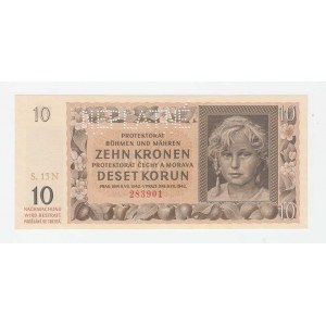 Protektorát Čechy a Morava, 1939 - 1945, 10 Koruna 1942 - série 13N, BHK.37b, He.39b1.s2,