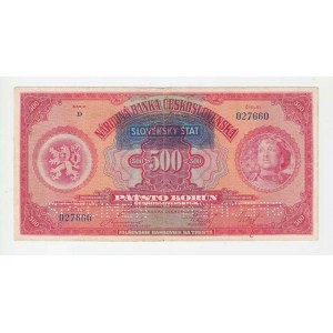 Slovenská republika, 1939 - 1945, 500 Koruna 1929 - přetisk, sér. D, BHK.44, He.47a.s2,