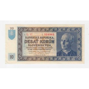 Slovenská republika, 1939 - 1945, 10 Koruna 1939, série Ij17, BHK.46b, He.49a2.s2,