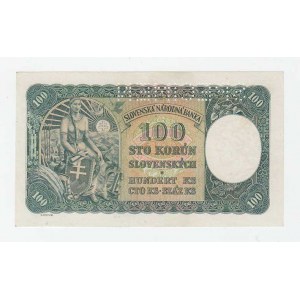 Slovenská republika, 1939 - 1945, 100 Koruna 1940, 1.vyd., sér.J6, BHK.48a, He.51a1.s1,