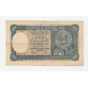 Slovenská republika, 1939 - 1945, 100 Koruna 1940, 2.vyd., sér. A9, BHK.49aA,