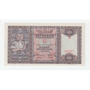 Slovenská republika, 1939 - 1945, 50 Koruna 1940, série Bf, BHK.50, He.53a.s1, nahoře