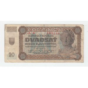 Slovenská republika, 1939 - 1945, 20 Koruna 1942, série Ob10, BHK.53b, He.57a2.s1,