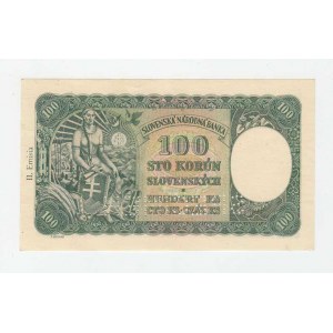 Slovenská republika - kolkované, 1945, 100 Koruna 1940 - 2.vyd., série E5, BHK.63a,
