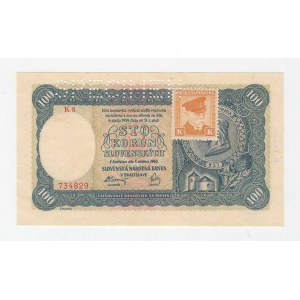 Slovenská republika - kolkované, 1945, 100 Koruna 1940 - 2.vyd., série K8, BHK.63a,