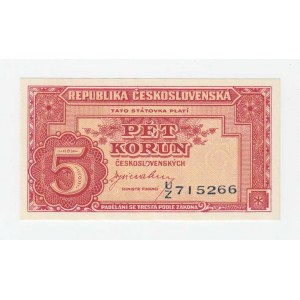 Československo - státovky londýnské emise, 5 Koruna (1945), série UZ, BHK.70, He.75a.s1,