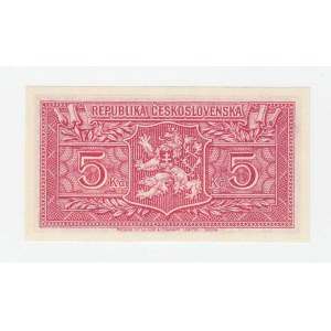 Československo - státovky londýnské emise, 5 Koruna (1945), série UZ, BHK.70, He.75a.s1,